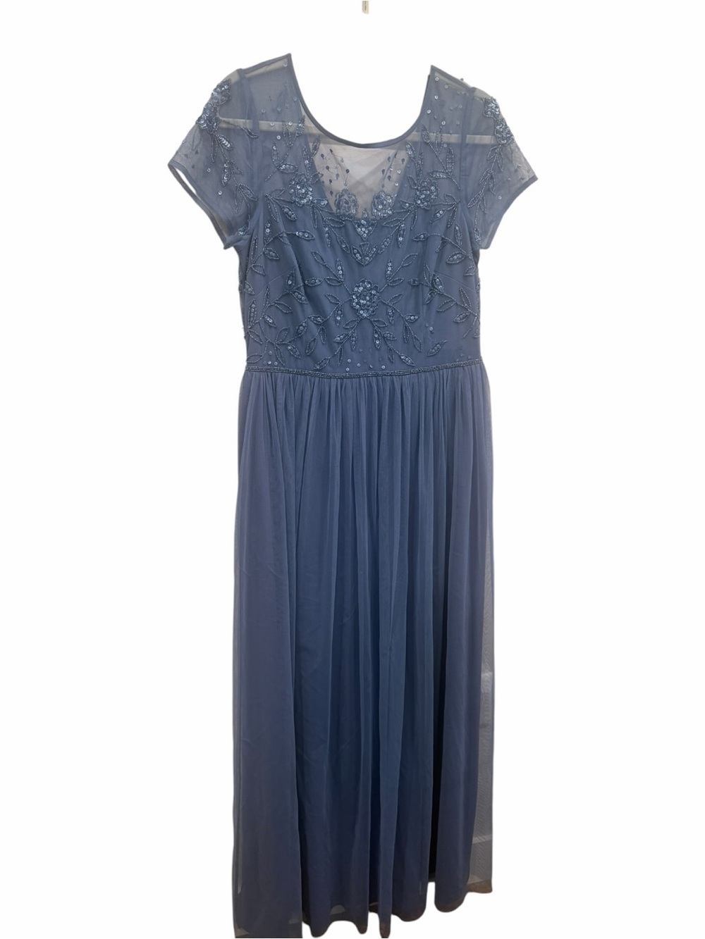 Papell Studio Beaded Mesh Shirred Gown French Blue Size 12 NWT Formal Evening - Picture 10 of 12